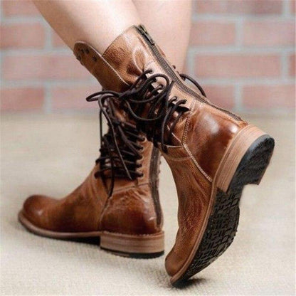 Bottes En Cuir Avec Lacets