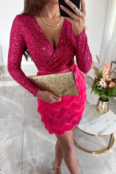 Robe À Franges En Paillettes Élégante