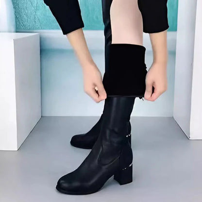 Bottes Cuissards En Cuir & Laine Polaire